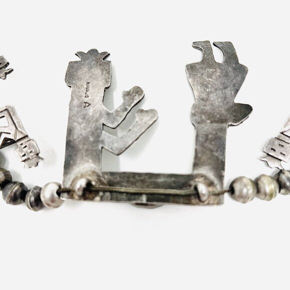 Monroe Ashley Navajo Native American Yei Squash Blossom Sterling Silver Necklace main image 7